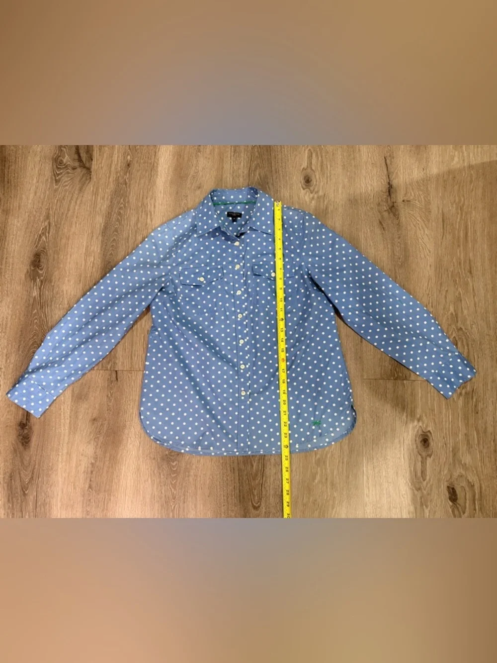 Talbots Blue Polka Dot Button-Up Shirt - Picture 3 of 8